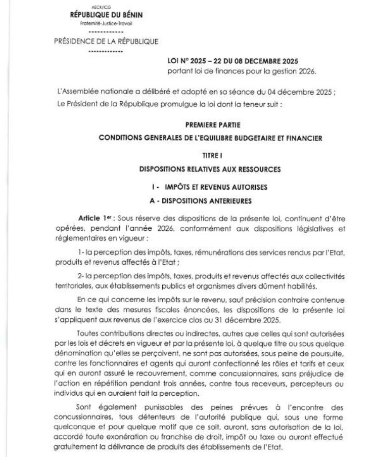 Loi de finances, gestion 2026